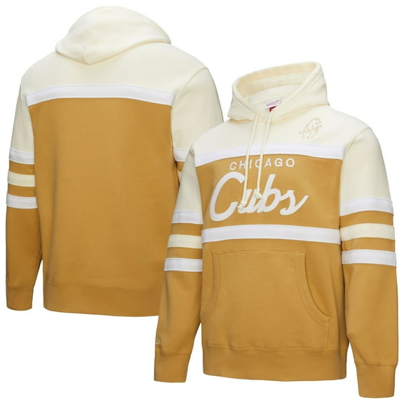 Men's Mitchell & Ness Tan/Cream Chicago Cubs Head Coach Pullover Hoodie