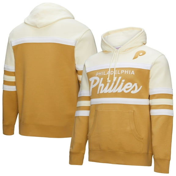 Men's Mitchell & Ness Tan/Cream Philadelphia Phillies Head Coach Pullover Hoodie