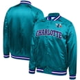 thumbnail image 1 of Men's Mitchell & Ness Teal Charlotte Hornets Throwback Wordmark Satin Full-Snap Raglan Jacket, 1 of 4