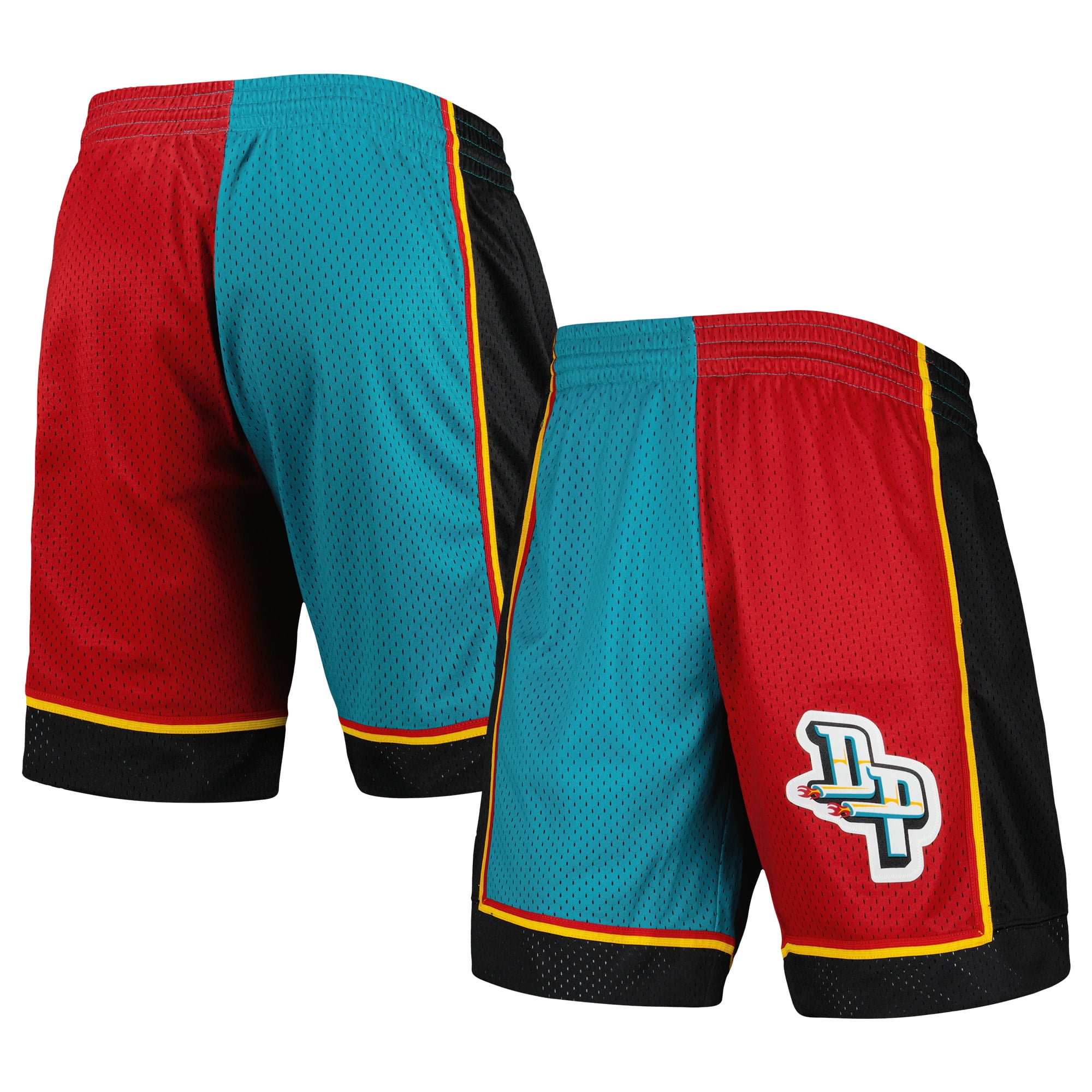 Men's Mitchell & Ness Teal/Red Detroit Pistons Hardwood Classics