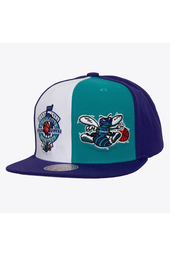 Men's Mitchell & Ness Teal/White Charlotte Hornets Hardwood Classics Duo Front Snapback Hat