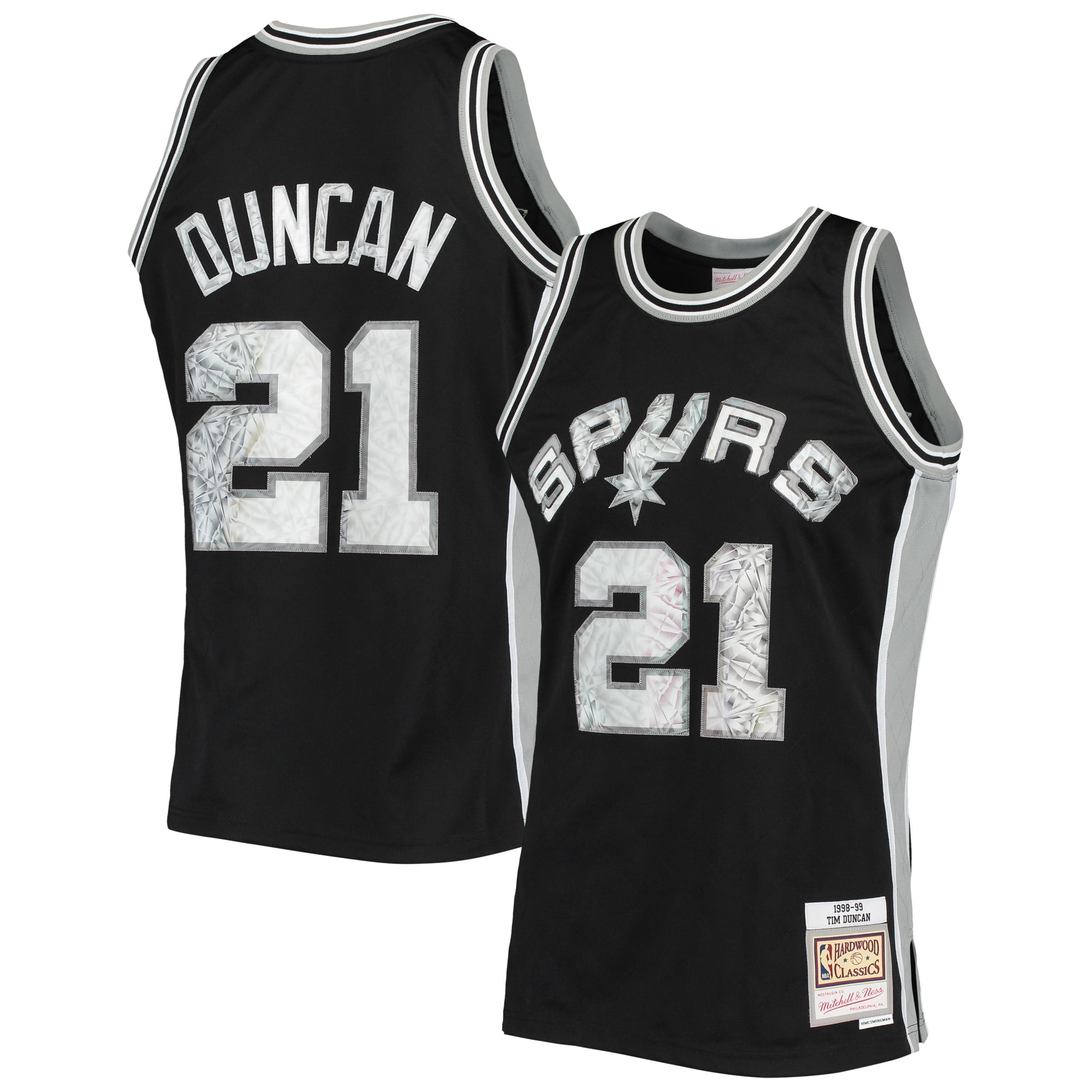 Men s Mitchell Ness Tim Duncan Black San Antonio Spurs 1998 99 Hardwood Classics Swingman Jersey Walmart