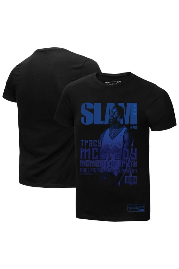 Men's-Mitchell & Ness Tracy McGrady Black Orlando Magic SLAM Gradient T-Shirt