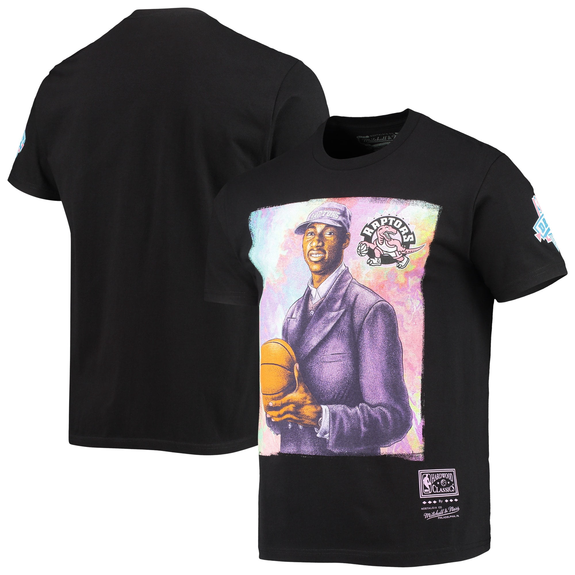 Men's Toronto Raptors Tracy McGrady Mitchell & Ness Black Hardwood Classics  Draft Day Colorwash T-Shirt