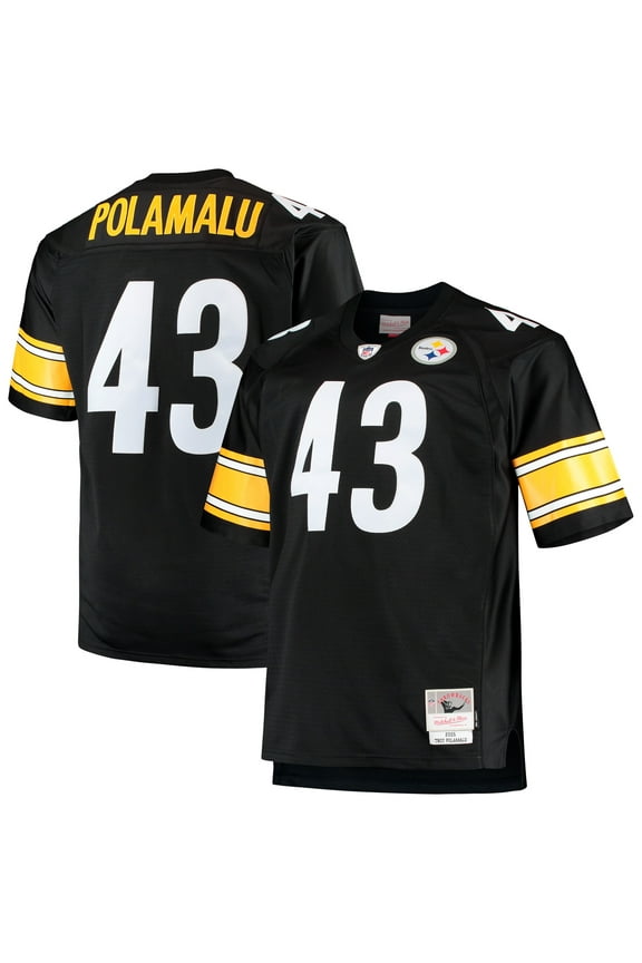 Men's Mitchell & Ness Troy Polamalu Black Pittsburgh Steelers Big & Tall 2005 Retired Player Replica Jersey