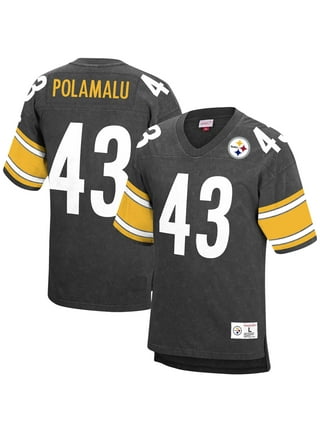 Pittsburgh Steelers Polamalu #43 Reebok Womens Jersey Black Rhinestones  Ruched