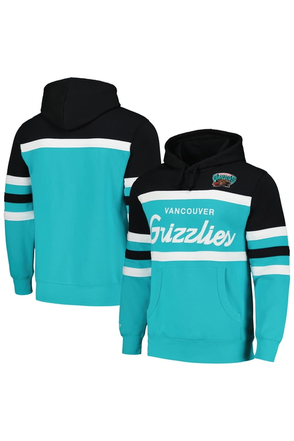 Men's Mitchell & Ness Turquoise/Black Vancouver Grizzlies Head Coach Pullover Hoodie