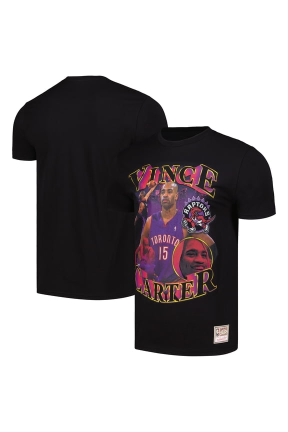 Men's Mitchell & Ness Vince Carter Black Toronto Raptors Hardwood Classics Collage T-Shirt