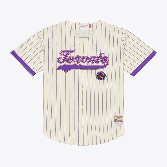 Men's Mitchell & Ness Vince Carter Cream Toronto Raptors Player Mesh Button-Front Jersey