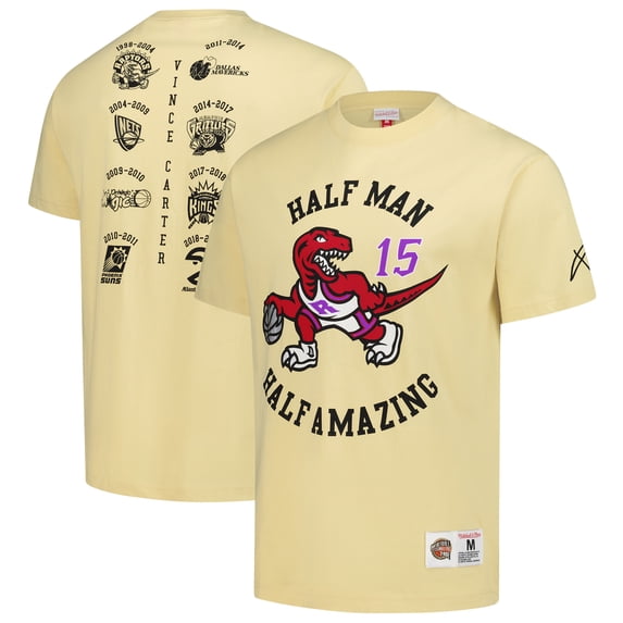 Men's Mitchell & Ness Vince Carter Cream Toronto Raptors Premium T-Shirt