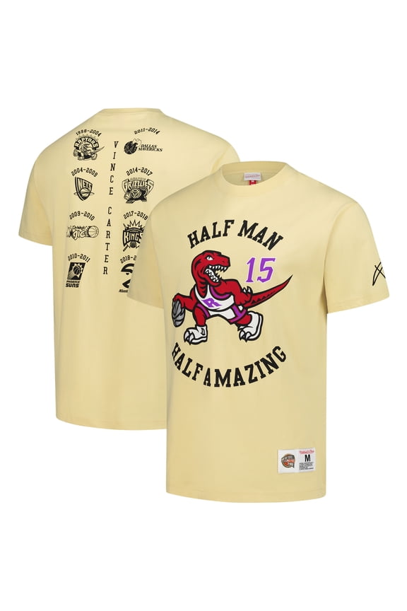 Men's Mitchell & Ness Vince Carter Cream Toronto Raptors Premium T-Shirt