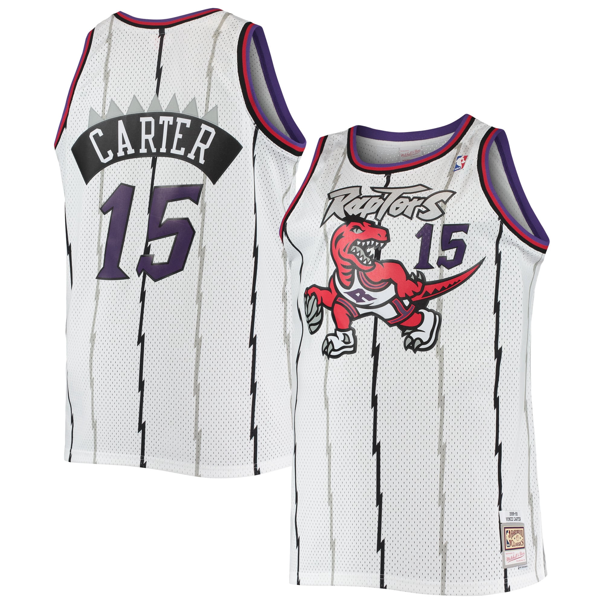 Mitchell & Ness Men's Vince Carter Raptors Swingman Jersey, White, 1998/99, Big & Tall