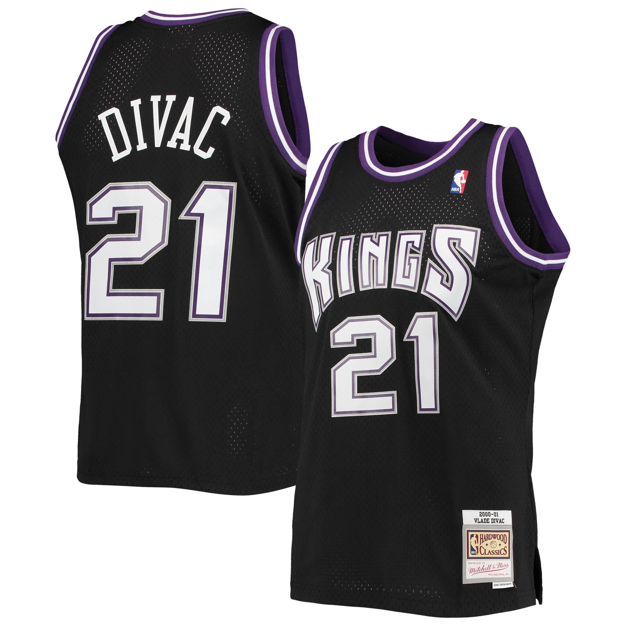 Men s Mitchell Ness Vlade Divac Black Sacramento Kings 2000 01