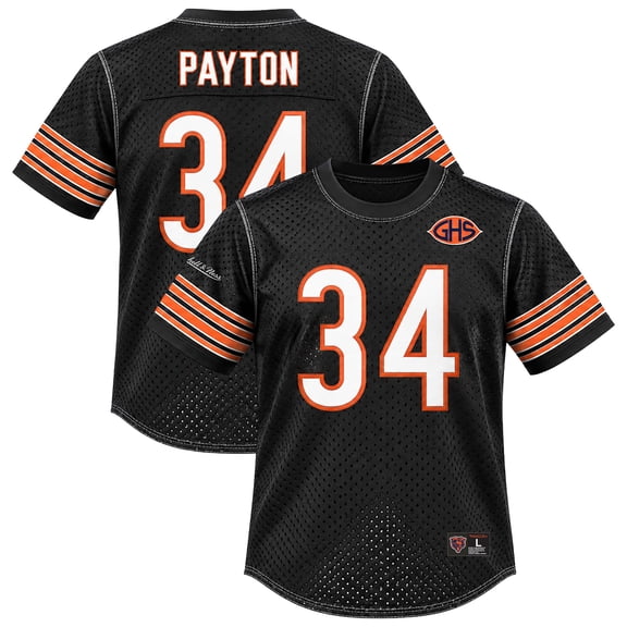 Men's Mitchell & Ness Walter Payton Black Chicago Bears Retired Player Mesh Crewneck Top