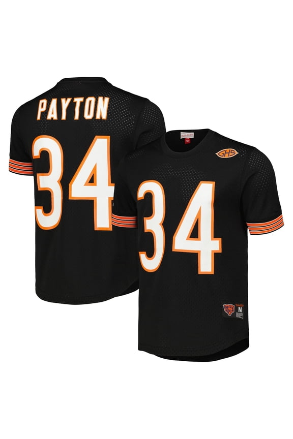 Men's Mitchell & Ness Walter Payton Black Chicago Bears Retired Player Name & Number Mesh Top