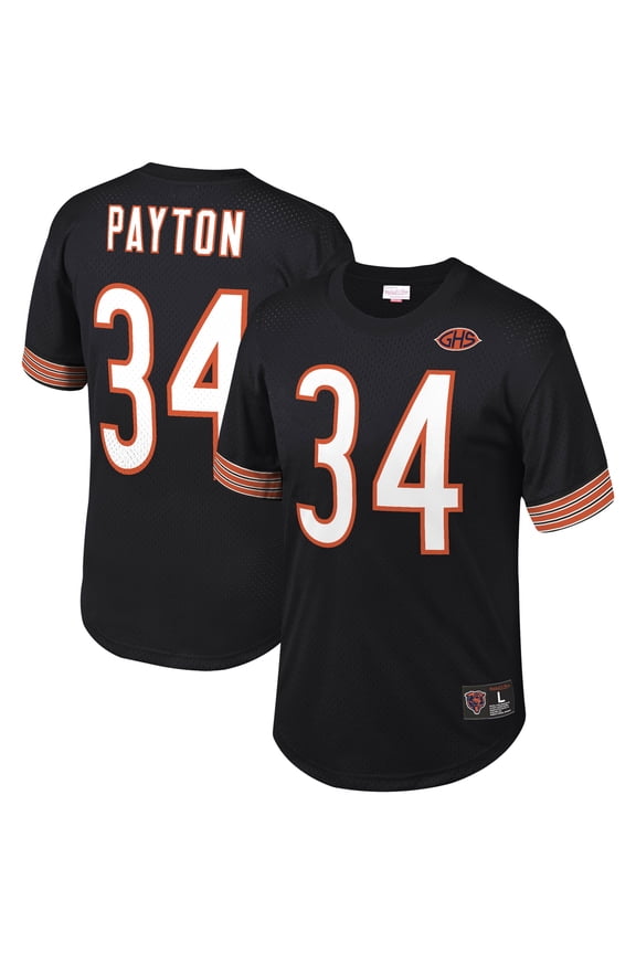 Men's Mitchell & Ness Walter Payton Black Chicago Bears Retired Player Name & Number Mesh Top