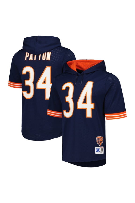 Men's Mitchell & Ness Walter Payton Navy Chicago Bears Retired Player Name & Number Mesh Hoodie T-Shirt