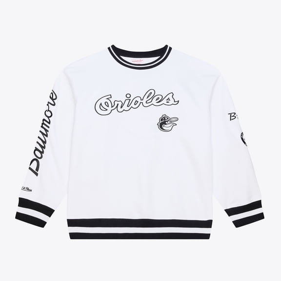 Men's Mitchell & Ness  White Baltimore Orioles Arctic Fleece Sweatshirt