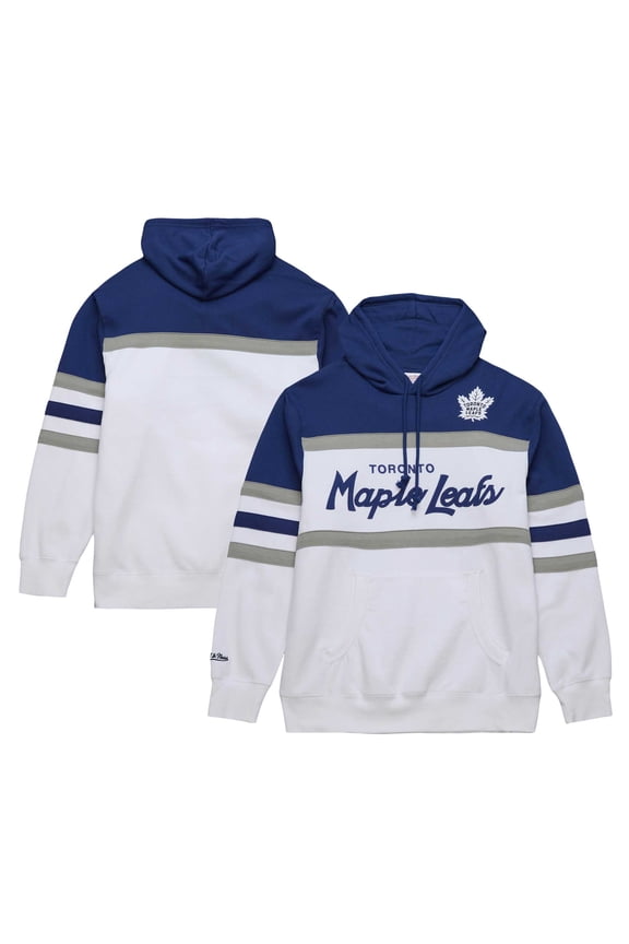 Men's Mitchell & Ness White/Blue Toronto Maple Leafs Head Coach Pullover Hoodie