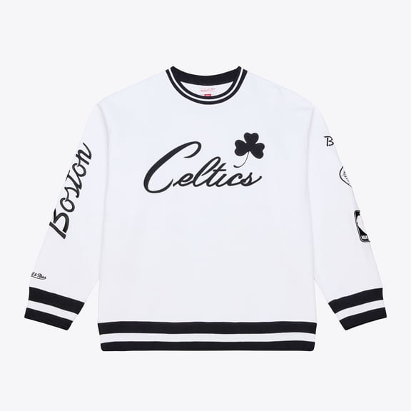 Men's Mitchell & Ness  White Boston Celtics Arctic Fleece Sweatshirt