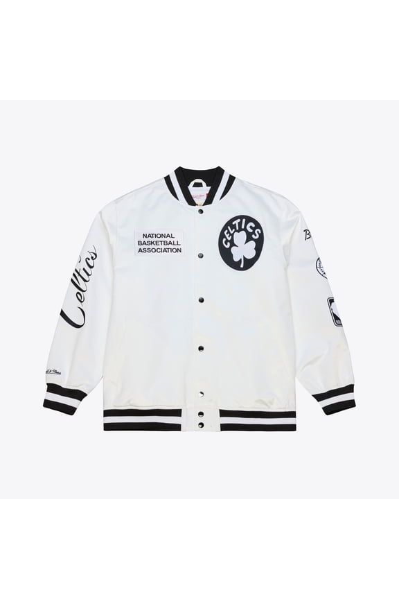 Men's Mitchell & Ness  White Boston Celtics Arctic Lightweight Full-Snap Satin Jacket