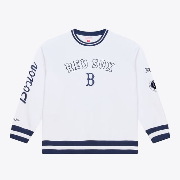 Men's Mitchell & Ness White Boston Red Sox Arctic Fleece Sweatshirt