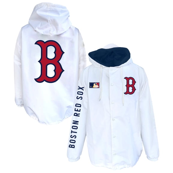 Men's Mitchell & Ness White Boston Red Sox Big & Tall Full-Snap Hooded Jacket