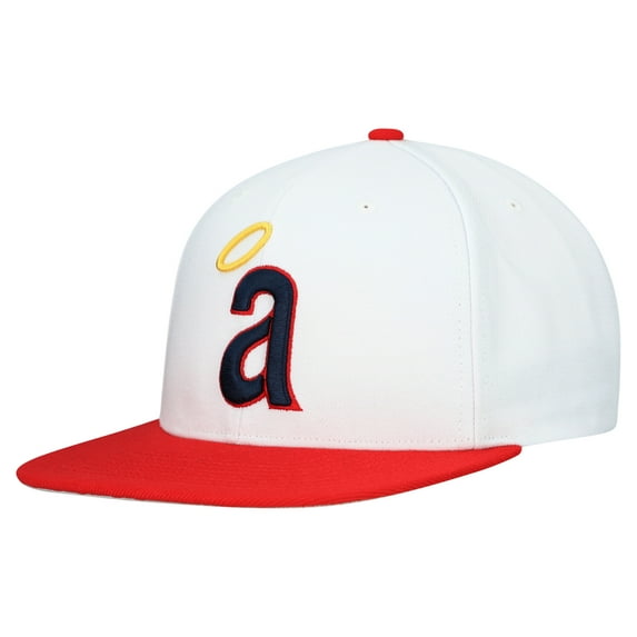 Men's Mitchell & Ness White California Angels Cooperstown Collection Basic Flip Snapback Hat