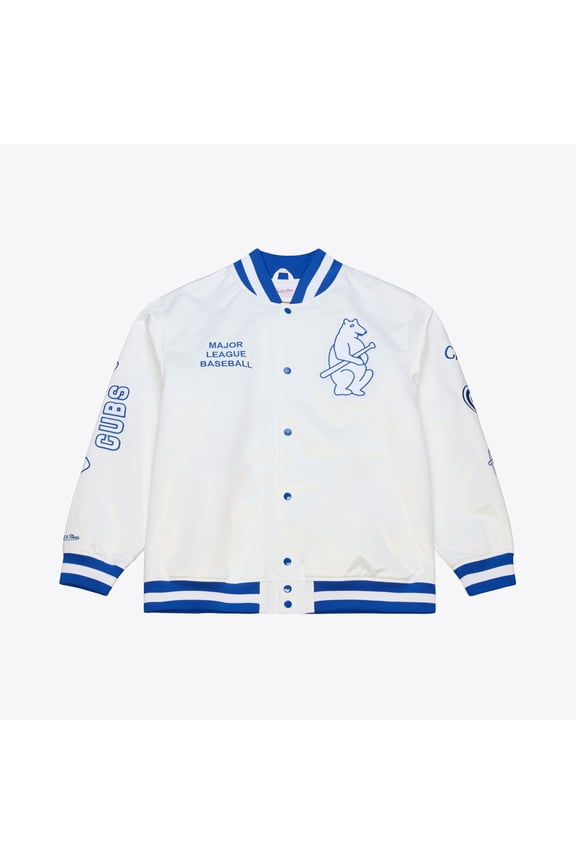 Men's Mitchell & Ness White Chicago Cubs Cooperstown Collection Lightweight Satin Full-Snap Jacket