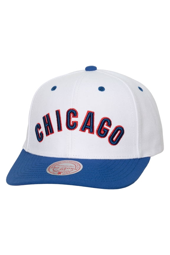 Men's Mitchell & Ness White Chicago Cubs Cooperstown Collection Pro Crown Snapback Hat