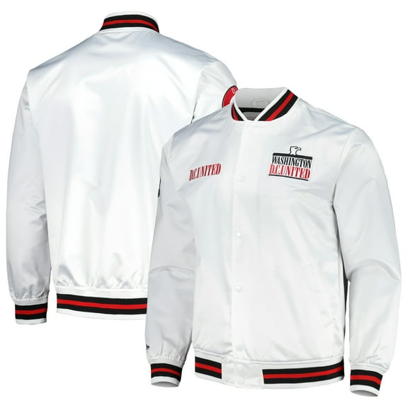 Men's Mitchell & Ness White D.C. United City Full-Snap Satin Jacket