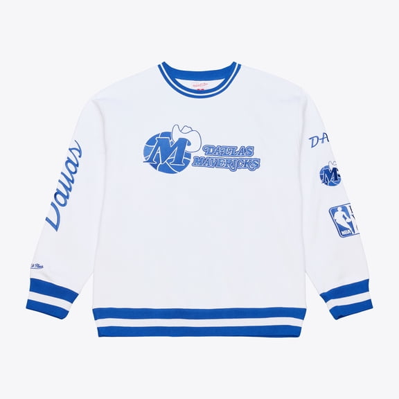 Men's Mitchell & Ness White Dallas Mavericks Arctic Fleece Sweatshirt