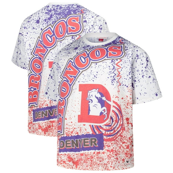 Men's Mitchell & Ness White Denver Broncos Big & Tall Allover Print T-Shirt