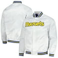 thumbnail image 1 of Men's Mitchell & Ness White Denver Nuggets Hardwood Classics  Throwback Wordmark Raglan Full-Snap Jacket, 1 of 3