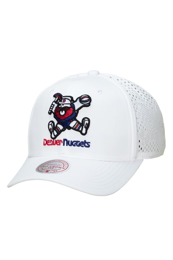 Men's Mitchell & Ness White Denver Nuggets Perfect Lightweight Pro Crown Adjustable Hat
