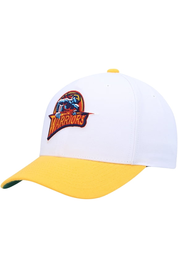 Men's Mitchell & Ness White/Gold Golden State Warriors Hardwood Classics Core 2-Tone 2.0 Pro Snapback Hat