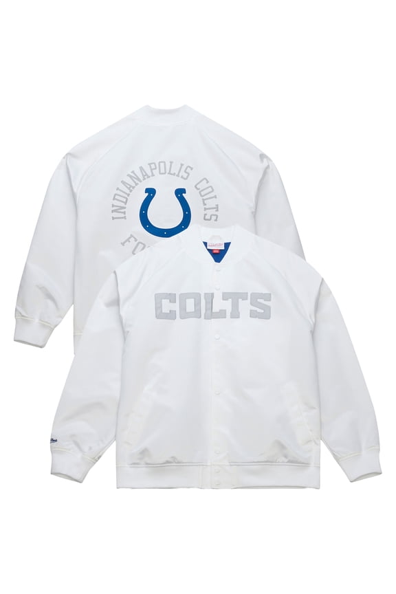 Men's Mitchell & Ness White Indianapolis Colts Double Clutch Raglan Full-Snap Jacket