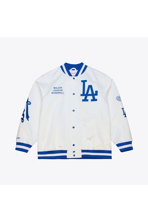 Men's Mitchell & Ness White Los Angeles Dodgers Cooperstown Collection Arctic Lightweight Satin Full-Snap Jacket