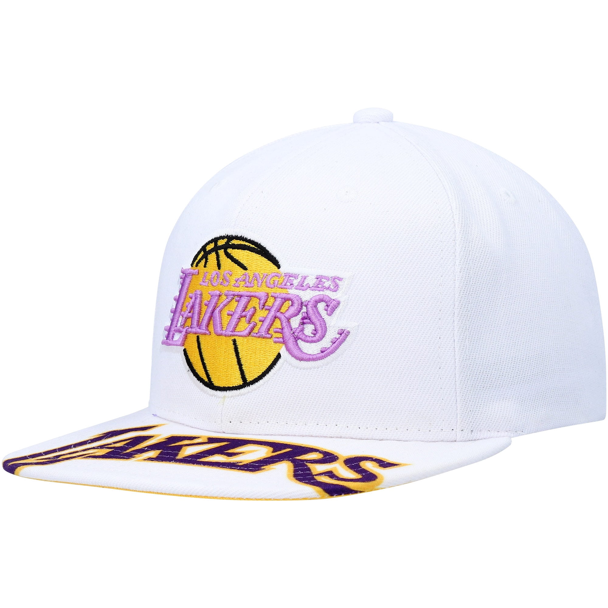 Mitchell & Ness LA Lakers Hardwood Classics Snapback Hat - Yellow Gold Tonal Embroidered Cap, Adjustable High Crown