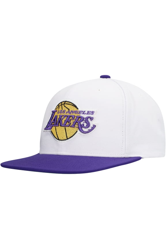 Men's Mitchell & Ness White Los Angeles Lakers Soul Logo Shine 2-Tone Snapback Hat