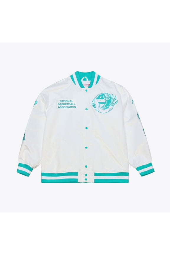 Men's Mitchell & Ness White Memphis Grizzlies Arctic Lightweight Full-Snap Satin Jacket