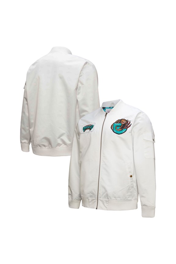 Men's Mitchell & Ness White Memphis Grizzlies Hardwood Classics Nights Team Leader Satin Full-Zip Jacket