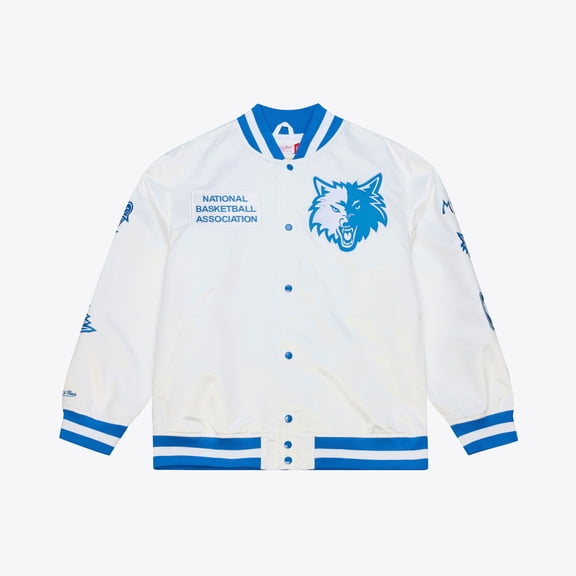 Men's Mitchell & Ness  White Minnesota Timberwolves Arctic Lightweight Full-Snap Satin Jacket