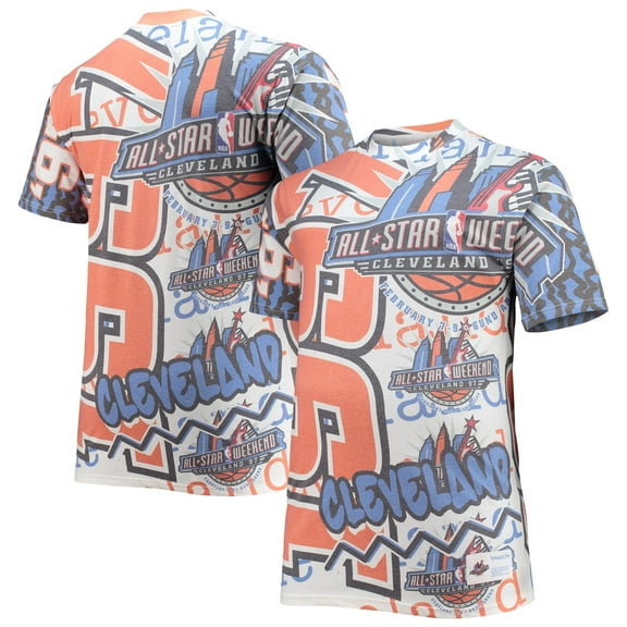 Men's Mitchell & Ness White NBA 1997 All-Star Game Hardwood Classics Big & Tall Jumbotron T-Shirt