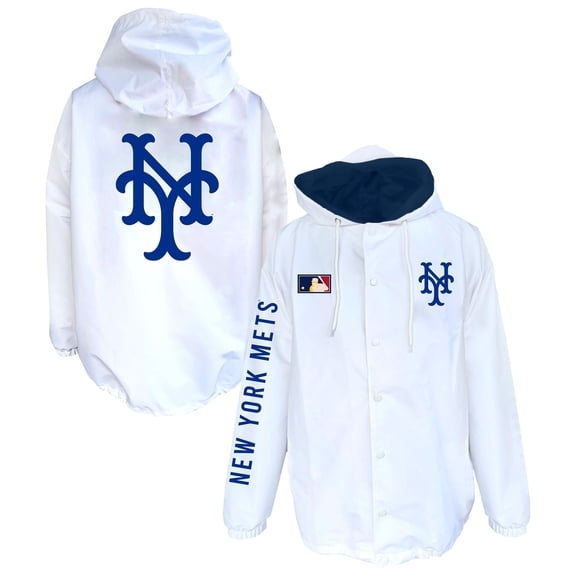 Men's Mitchell & Ness White New York Mets Big & Tall Full-Snap Hooded Jacket