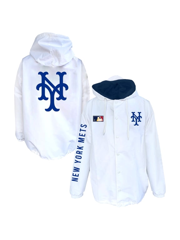 Men's Mitchell & Ness White New York Mets Big & Tall Full-Snap Hooded Jacket