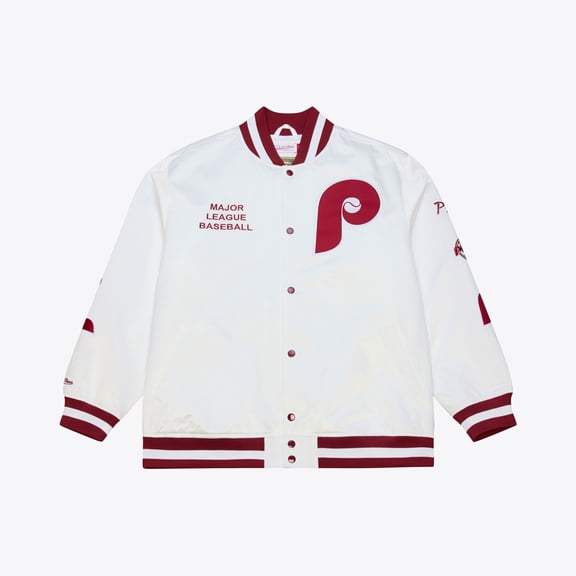 Men's Mitchell & Ness White Philadelphia Phillies Cooperstown Collection Lightweight Satin Full-Snap Jacket
