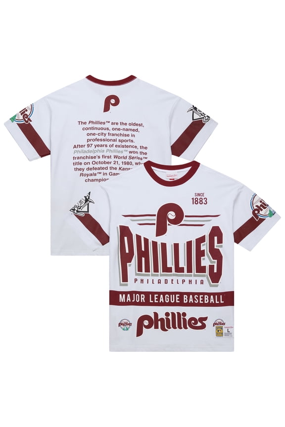 Men's Mitchell & Ness White Philadelphia Phillies Cooperstown Collection Team Origins Premium T-Shirt