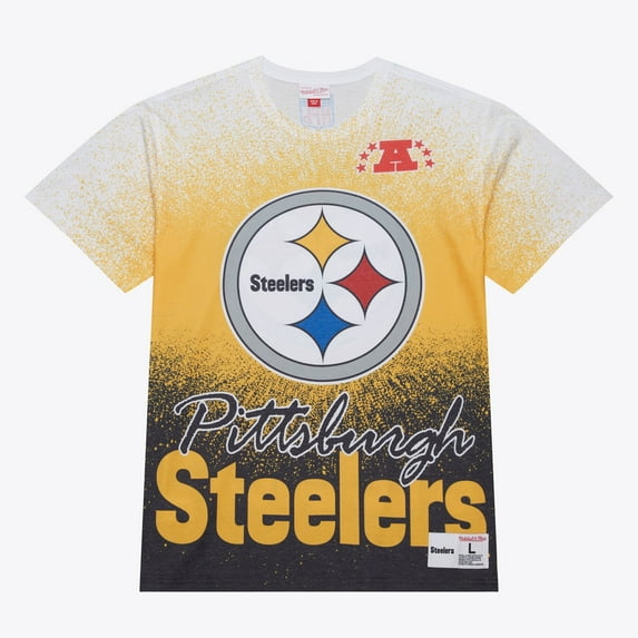 Men's Mitchell & Ness  White Pittsburgh Steelers Team Burst Vintage Logo T-Shirt