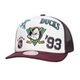 thumbnail image 1 of Men's Mitchell & Ness White/Purple Anaheim Ducks Gridlock Trucker Adjustable Hat, 1 of 3